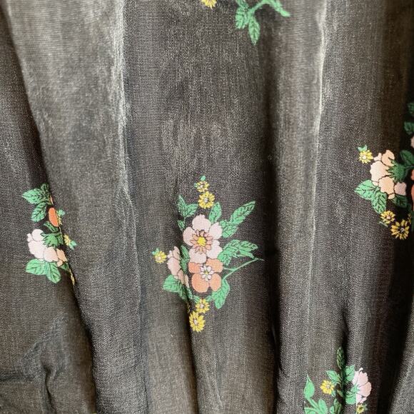 Zaikamoya‎ Women's Black Floral Midi Dress Size L Modest - Picture 11 of 11